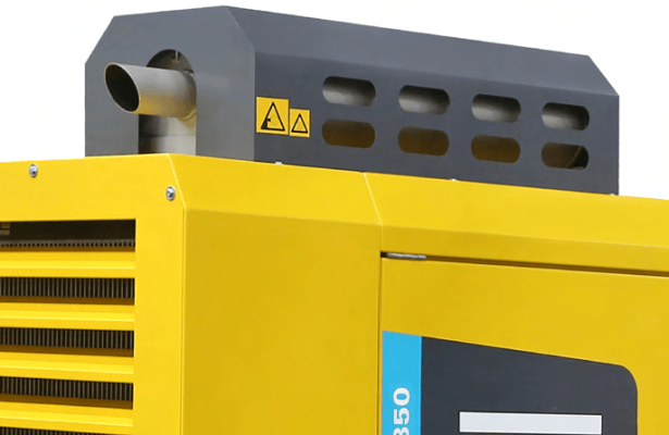 Top mounted muffler for less fire risk and heat load